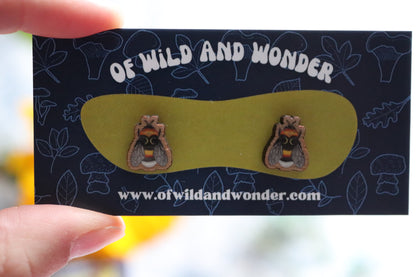 Wooden bee earrings - Of Wild and Wonder