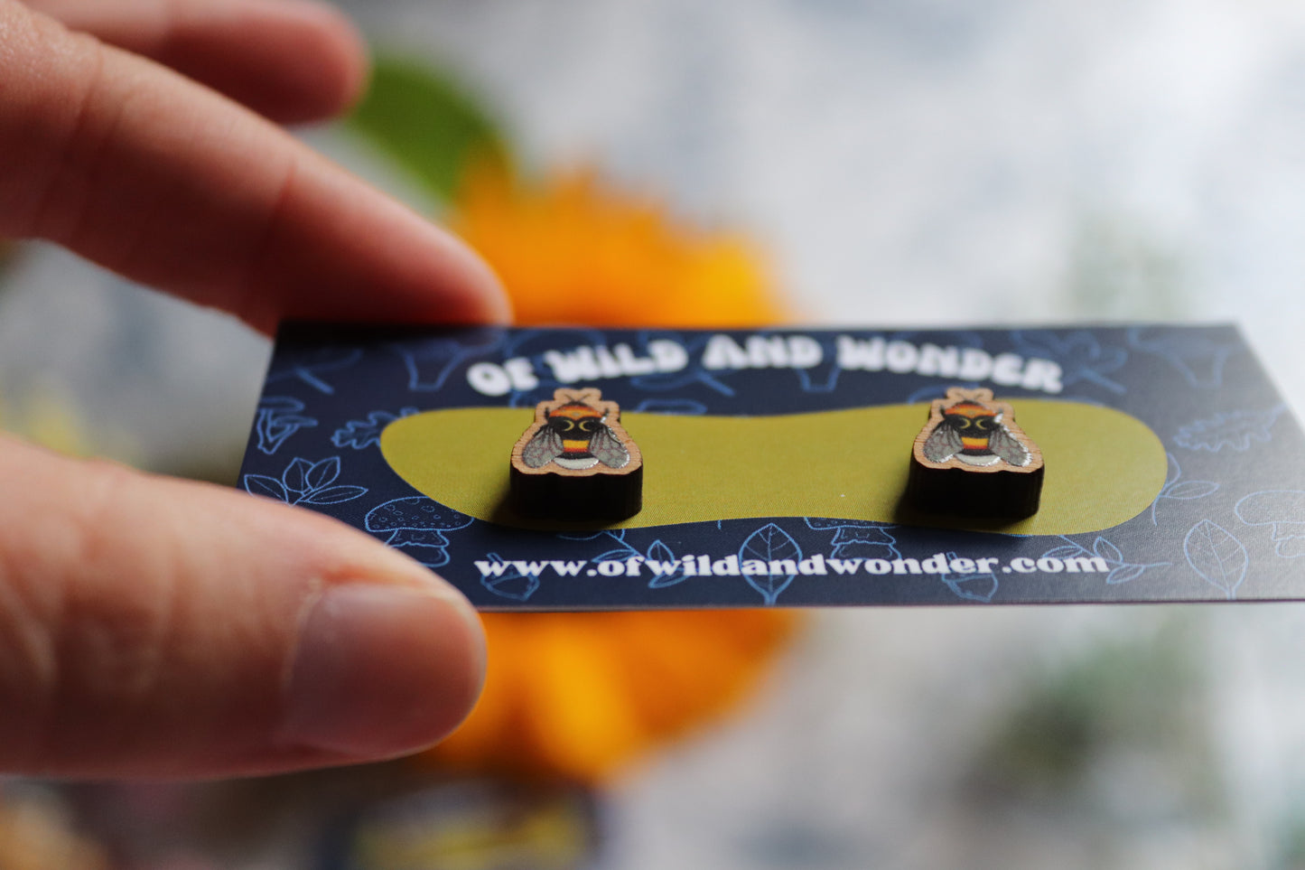 Wooden bee earrings - Of Wild and Wonder