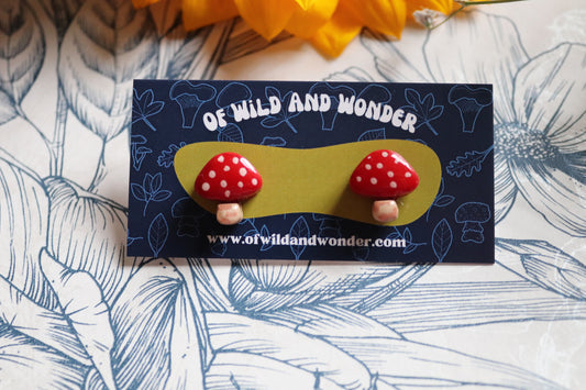 Mushroom Clay Earrings Set1 - Of Wild and Wonder