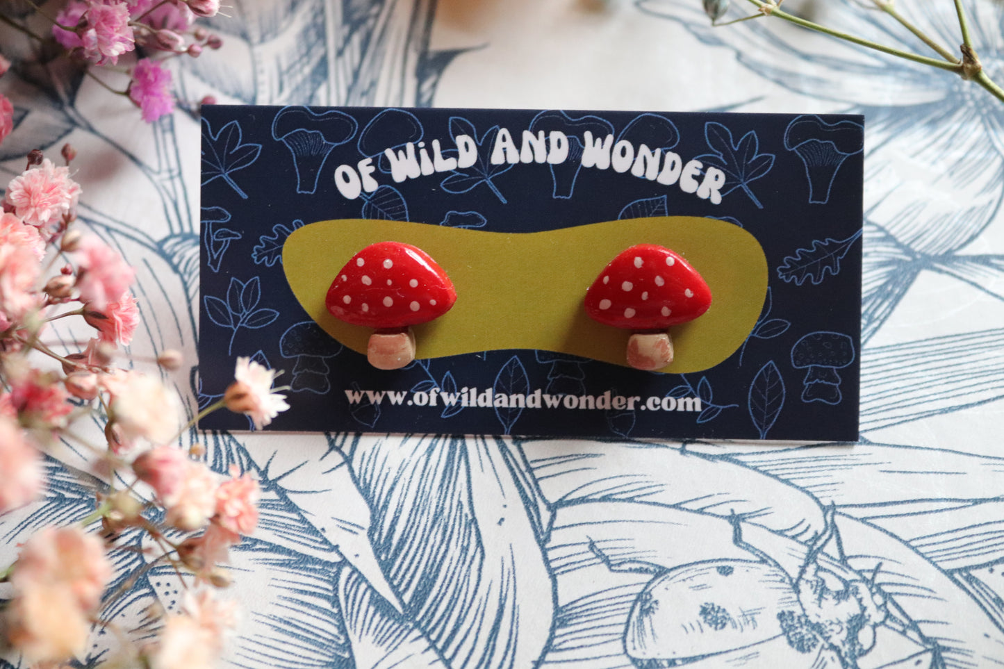 Mushroom clay earrings set3 - Of Wild and Wonder