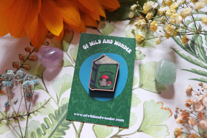 Wooden Herbology book Pin - Of Wild and Wonder