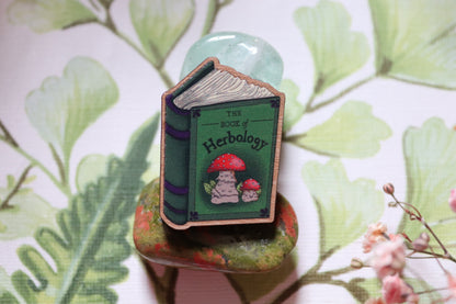 Wooden Herbology book Pin - Of Wild and Wonder