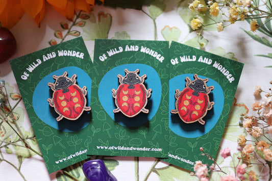 Wooden ladybird pin - Of Wild and Wonder